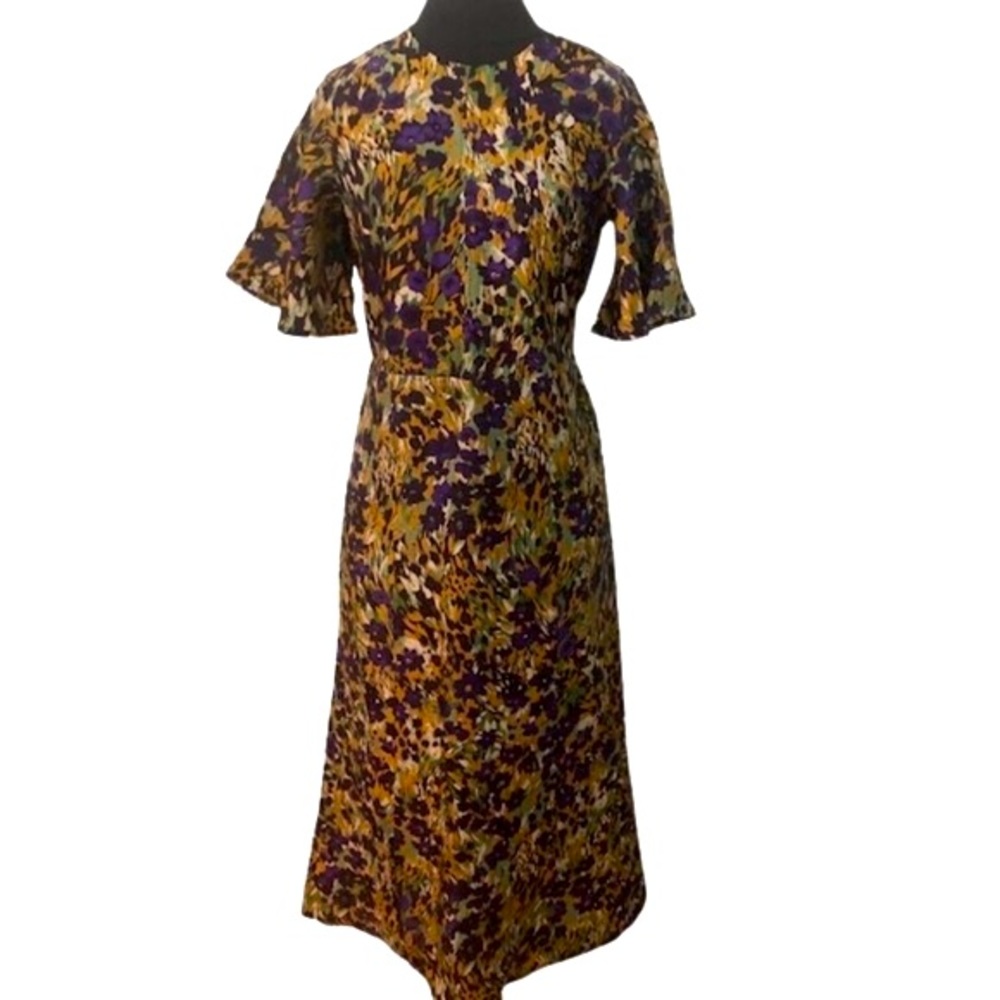 J. McLaughlin Silk Twill Watercolor Floral Maxi Dress Cottagecore